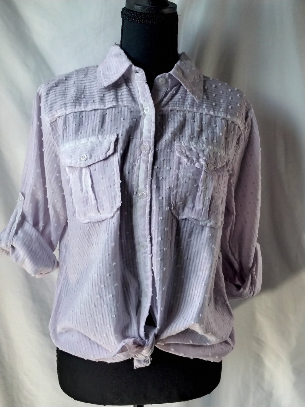 Vintage Goa Light Lavender Textured Button-Down Shirt